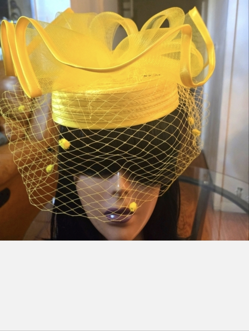 Yellow Veiled Fascinator Hat for Women